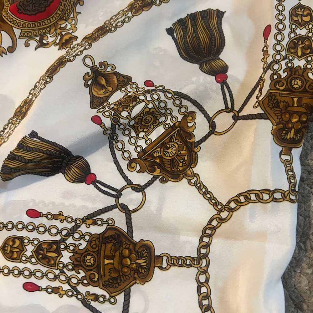 Hermes Gold and Brown Emblem Scarf - Picture 8 of 9